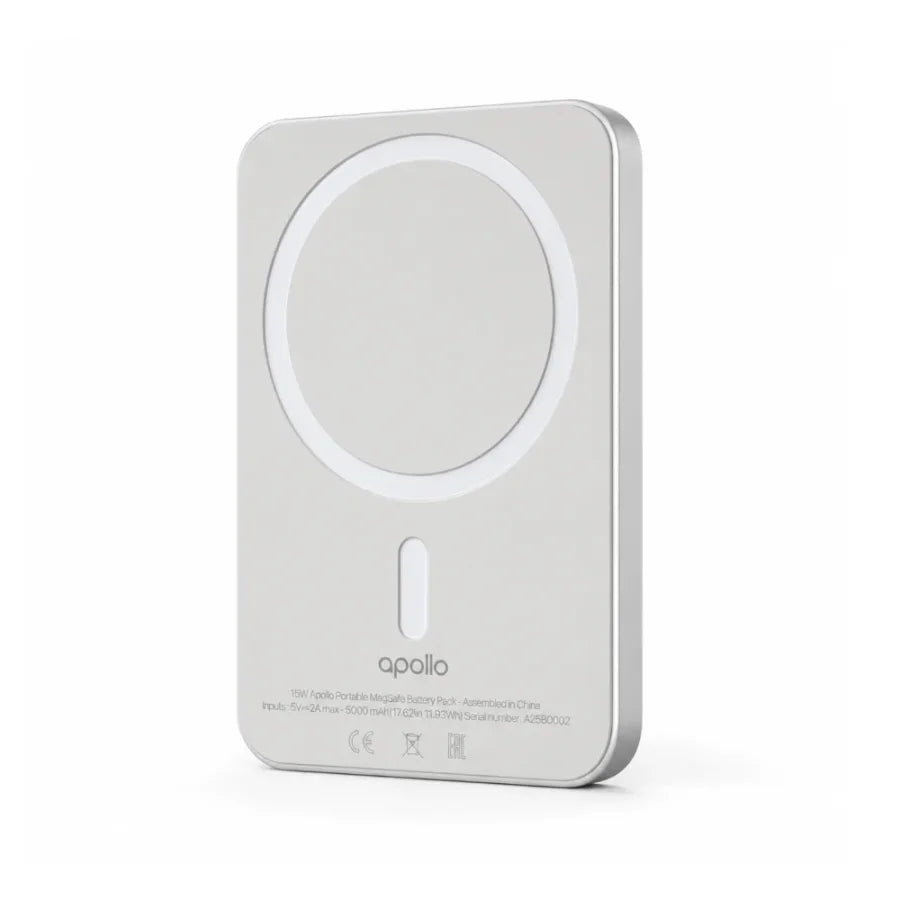 Apollo MagBat Slim 5,000 mAh Magnetic Power Bank – White — included in Apollo Complete Bundle for iPhone 18 Pro / 17 Pro