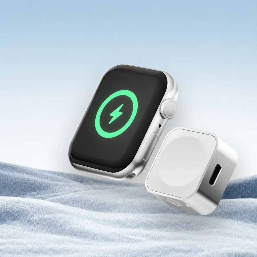 Apollo Atom Mini 500 mAh Apple Watch Power Bank with Find My – Silver