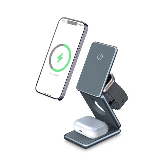 Apollo MagStand 3-in-1 Folding Charging Station – Silver