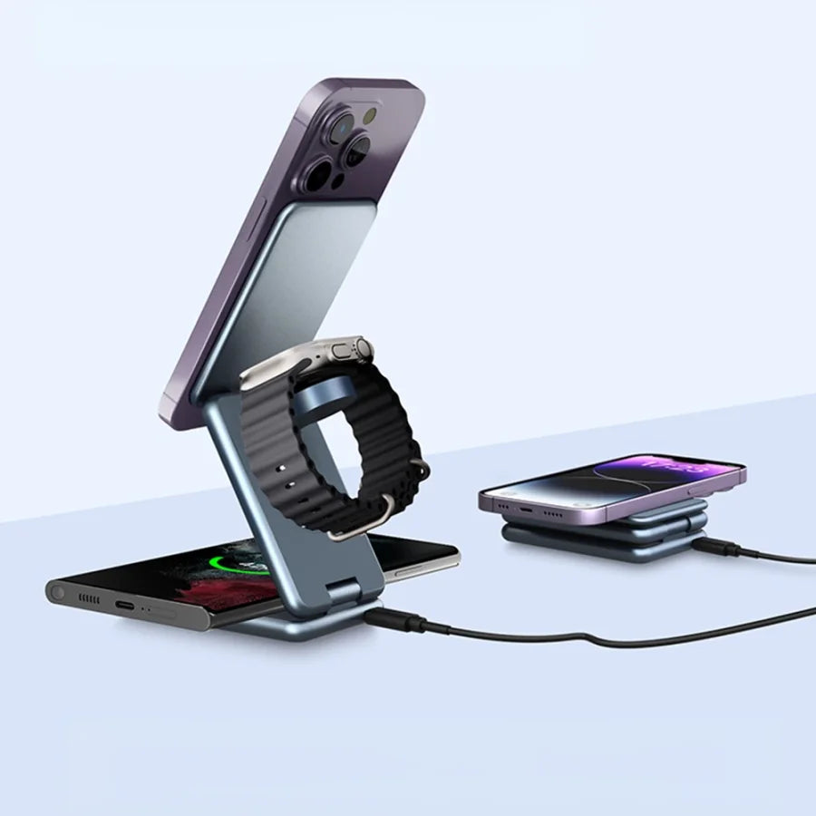 Apollo MagStand 3-in-1 Folding Charging Station – Silver