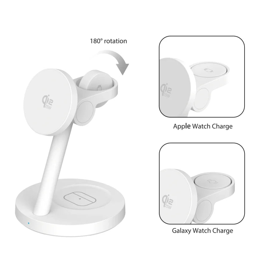 Apollo MagSwitch 25 W 3-in-1 Charging Station – White
